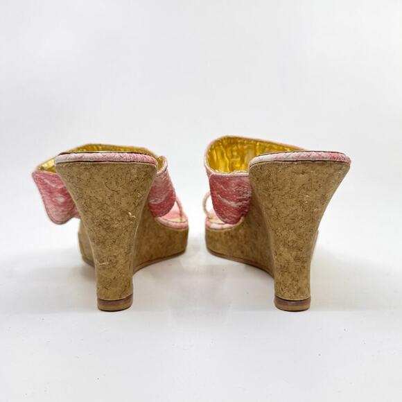 GOSSIP Pink/Gold Indian Kolhapuri Chappal Platform Wedges - Picture 5 of 8